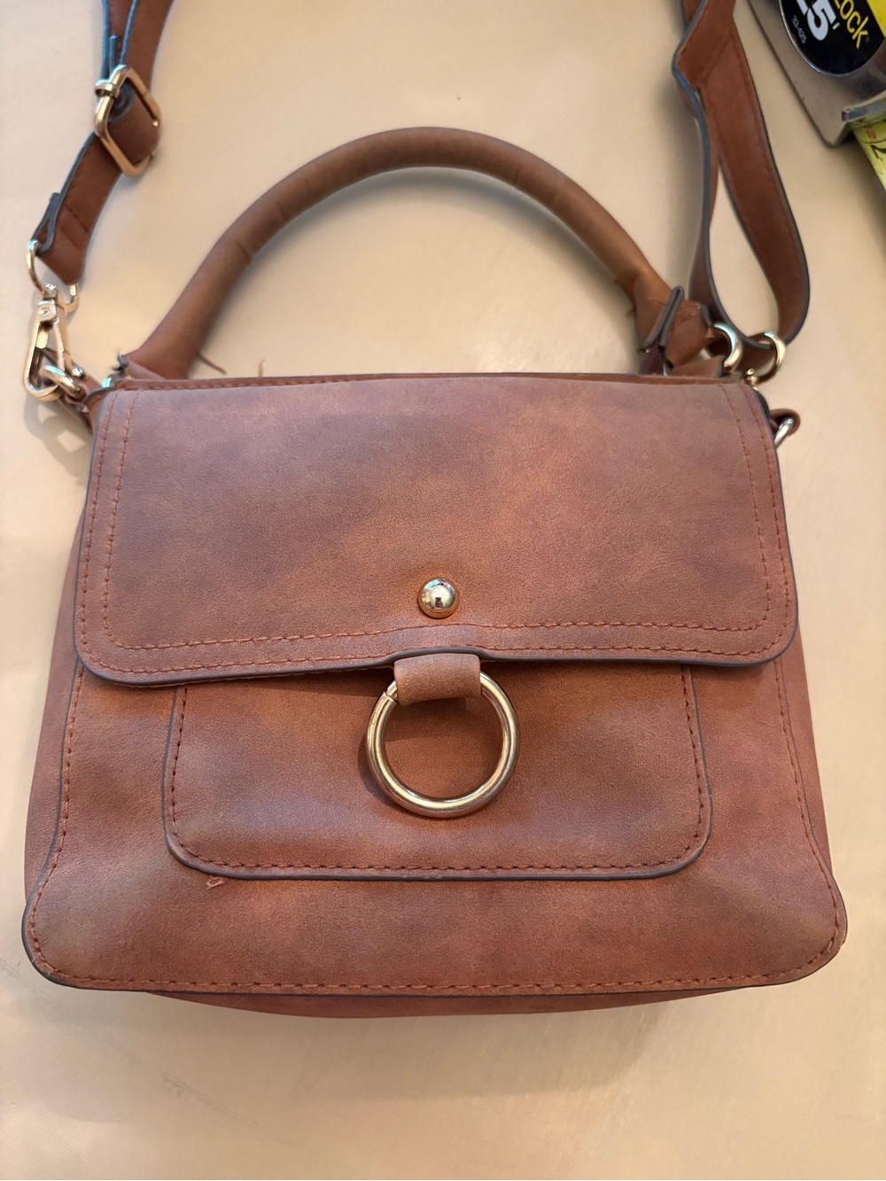 Brown Ring-Accent Crossbody Bag - Women